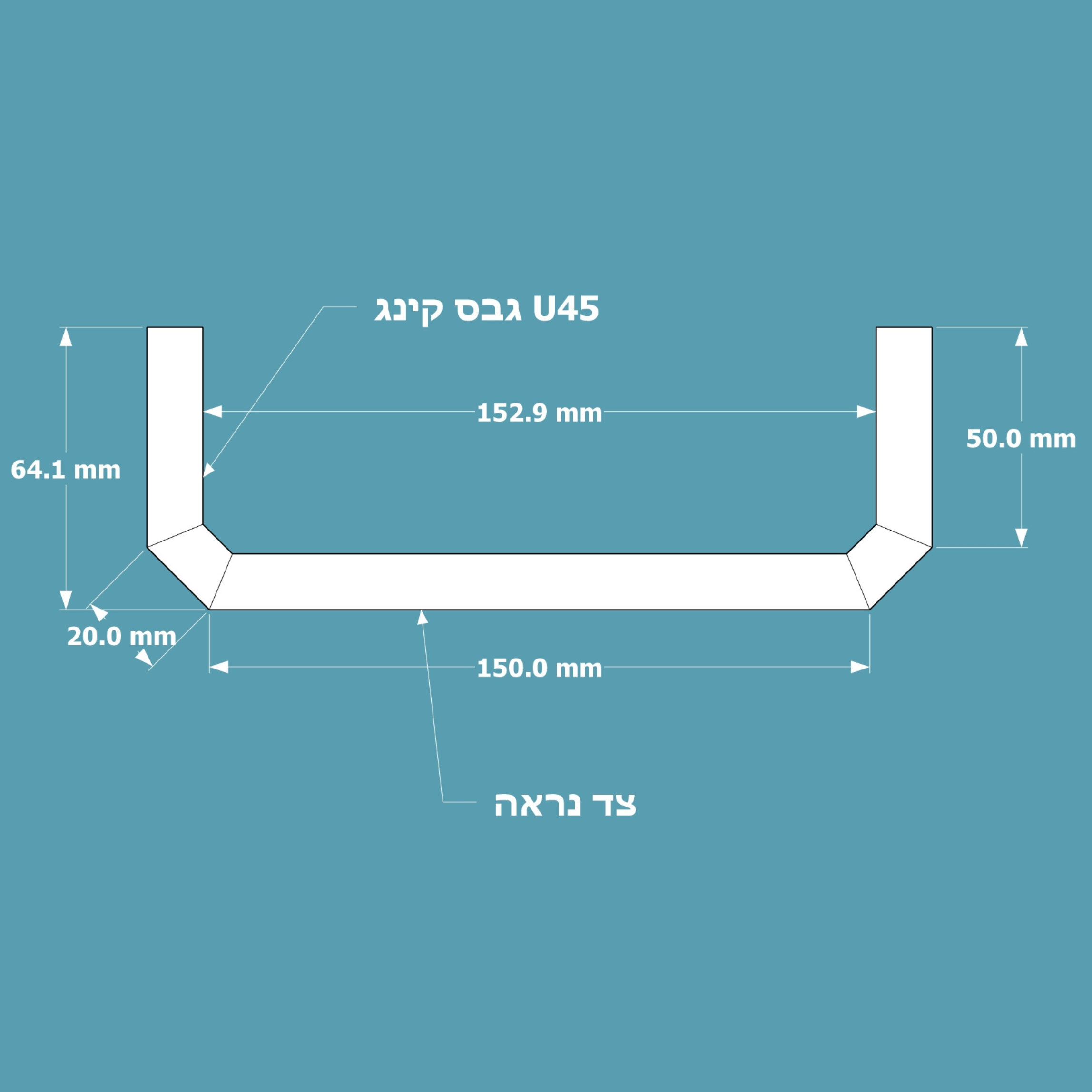 תעלת גבס 45 מעלות